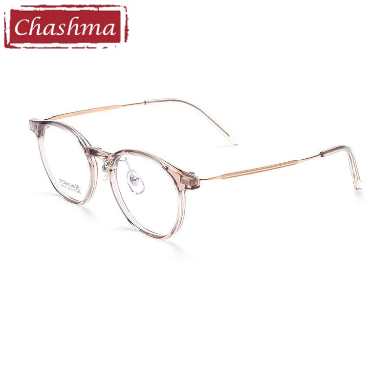 Chashma Ottica Unisex Full Rim Round Tr 90 Titanium Eyeglasses 16017 Full Rim Chashma Ottica Transparent Brown  