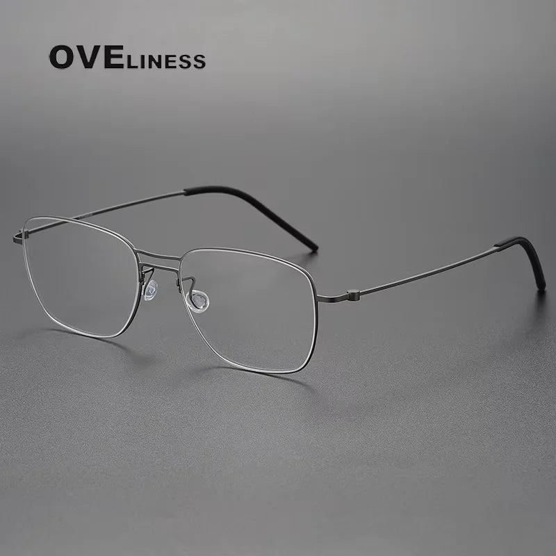 Oveliness Unisex Full Rim Square Double Bridge Titanium Eyeglasses 25524