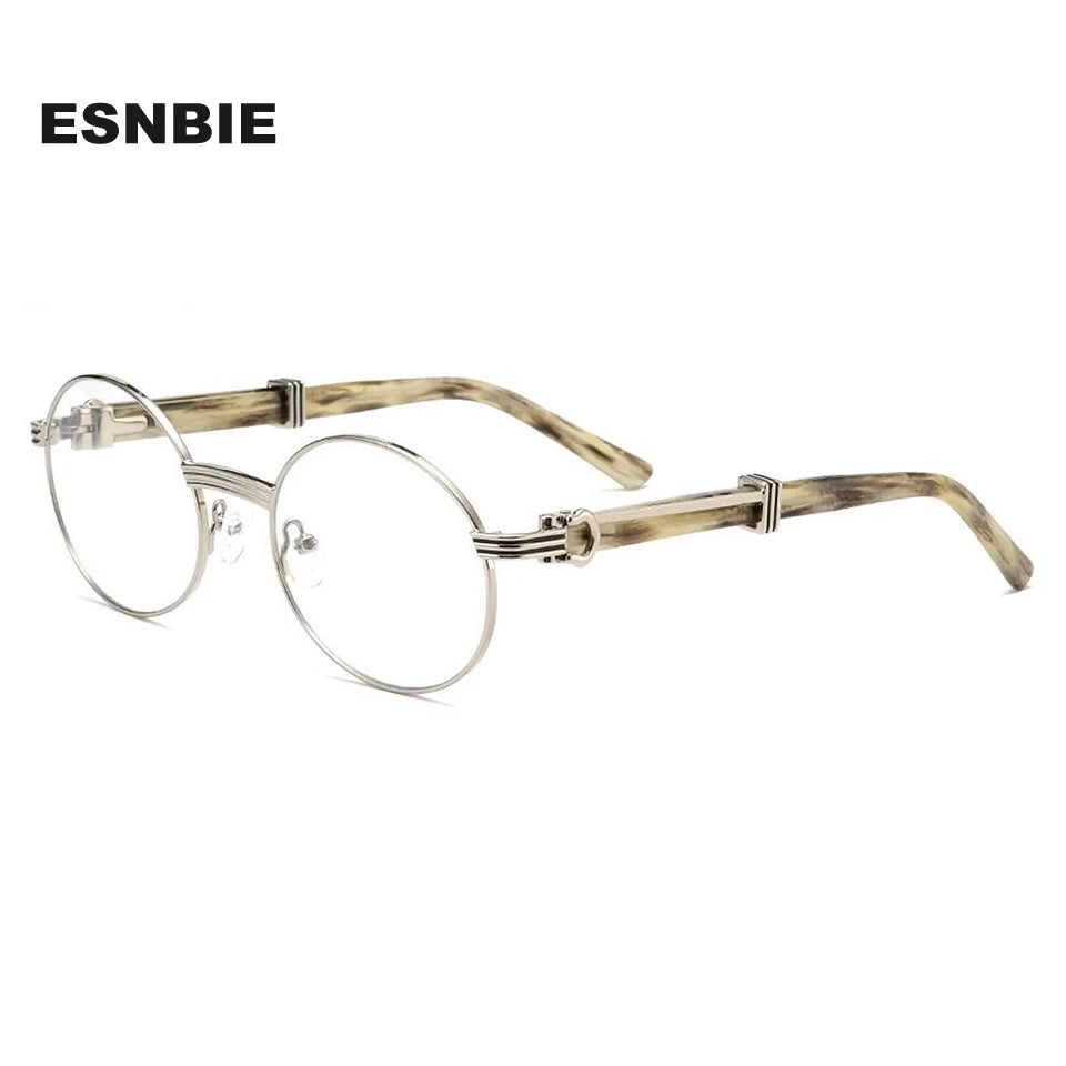 Esnbie Unisex Full Rim Round Alloy Eyeglasses 25SM083-1 - view 2