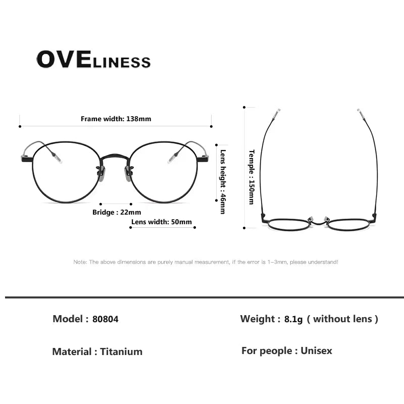 Oveliness Women's Full Rim Flat Top Round Titanium Eyeglasses Full Rim Oveliness