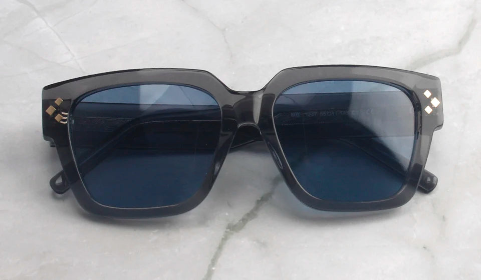 Esnbie Unisex Full Rim Square Thick Acetate Sunglasses 471237