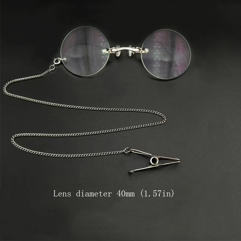 Yujo Unisex Full Rim Round Alloy Nose Clip Reading Glasses 4031 Reading Glasses Yujo +150 C2 CHINA