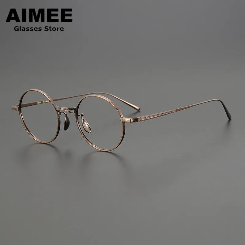 Aimee Unisex Full Rim Round Titanium Eyeglasses 8005 Full Rim Aimee Bronze  