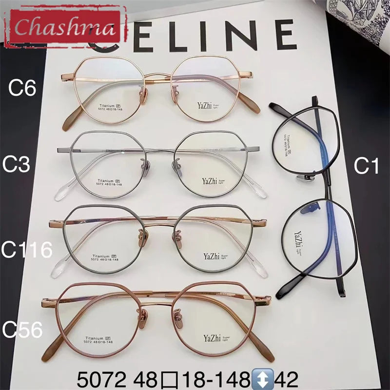 Chashma Ottica Unisex Full Rim Flat Top Titanium Eyeglasses 5072 Full Rim Chashma Ottica   