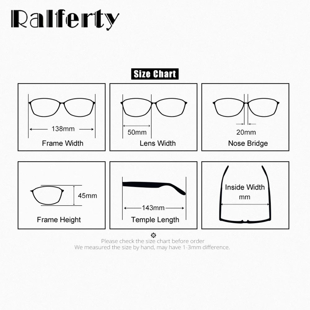 Ralferty Women's Full Rim Round Alloy Eyeglasses Clip On Polarized Sunglasses R7029 With Clip Ons Ralferty   