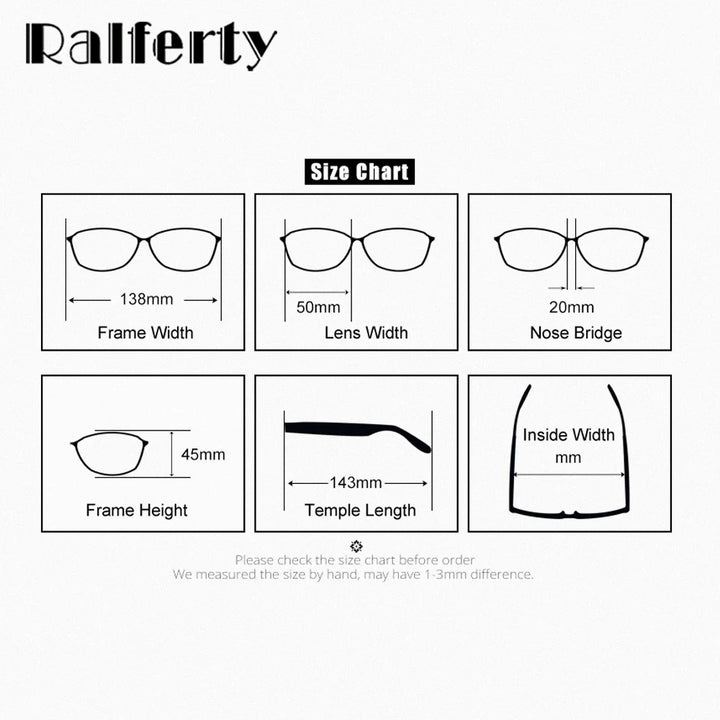 Ralferty Women's Full Rim Round Alloy Eyeglasses Clip On Polarized Sunglasses R7029 With Clip Ons Ralferty   