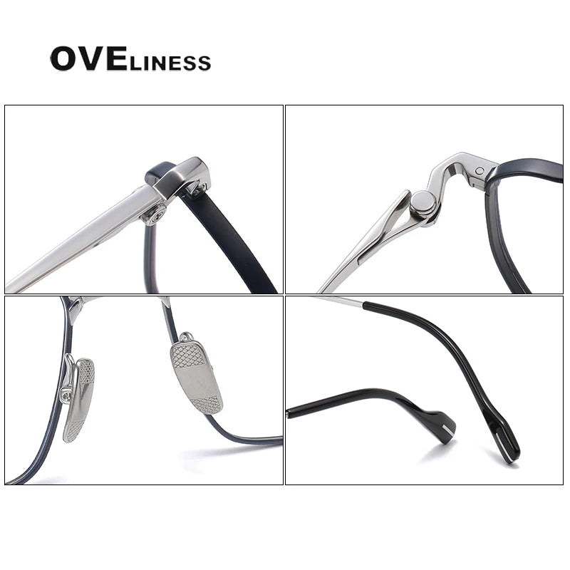 Oveliness Unisex Full Rim Polygon Square Titanium Eyeglasses  81013 Full Rim Oveliness   