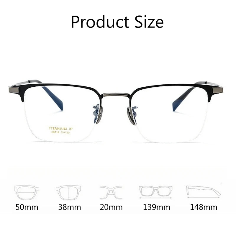 Yimaruili Unisex Semi Rim Square Titanium Eyeglasses 26014 Semi Rim Yimaruili Eyeglasses