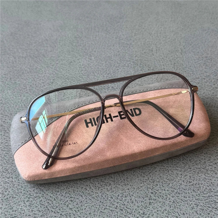 Cubojue Women's Full Rim Oval Double Bridge Alloy Reading Glasses 411454