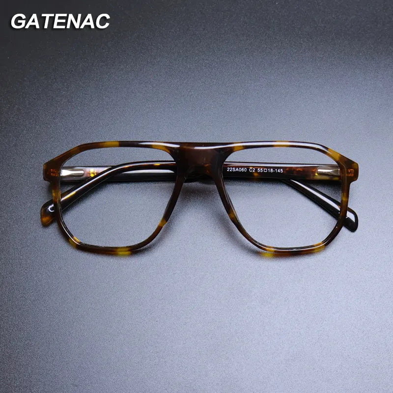 Gatenac Unisex Full Rim Square Acetate Eyeglasses Gxyj1135 Full Rim Gatenac   