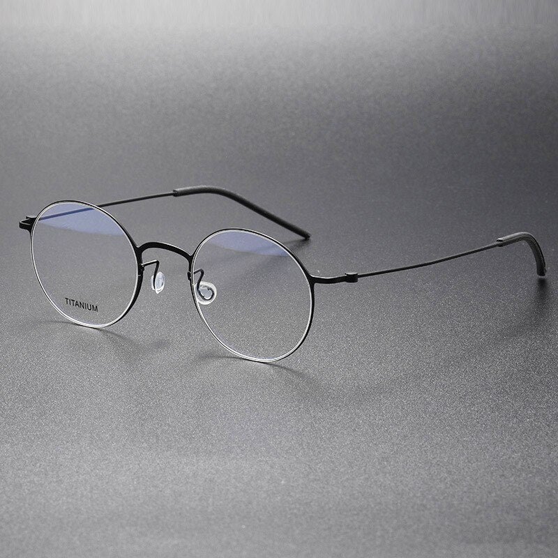 Aissuarvey Men's Full Rim Small Round Titanium Eyeglasses 494322 Full Rim Aissuarvey Eyeglasses Black CN 
