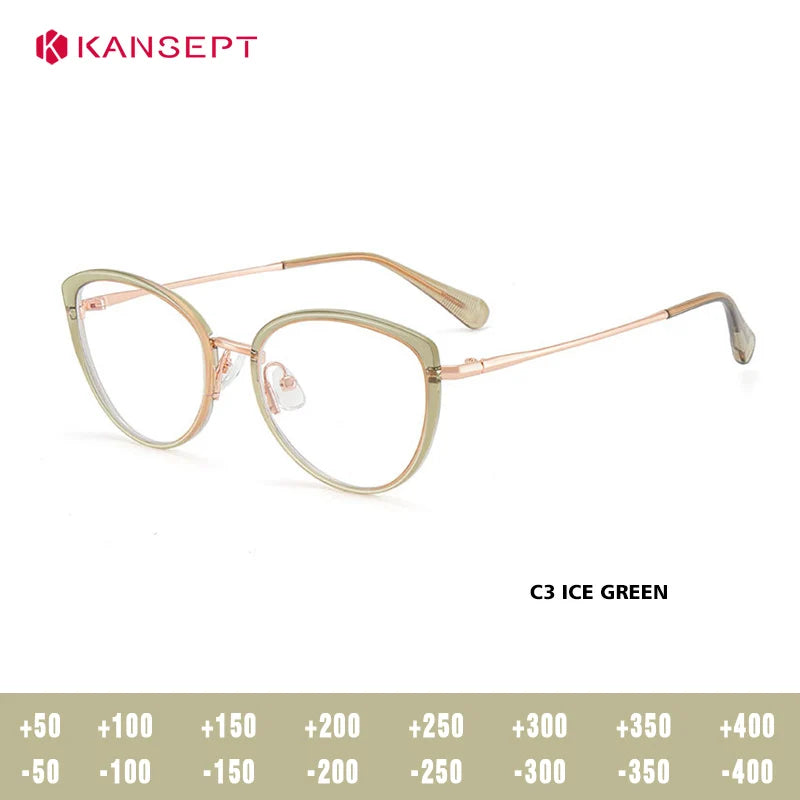 Kansept Women's Full Rim Oval Cat Eye Tr 90 Alloy Reading Glasses 75740
