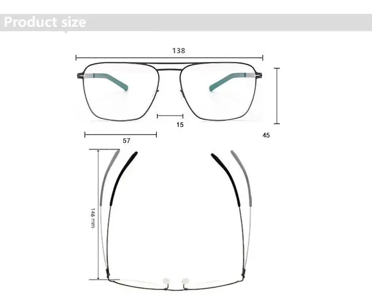 Bobbie 571545 Unisex 138mm Full Rim Square Double Bridge Steel Frames — view 2 | Bobbie at FuzWeb