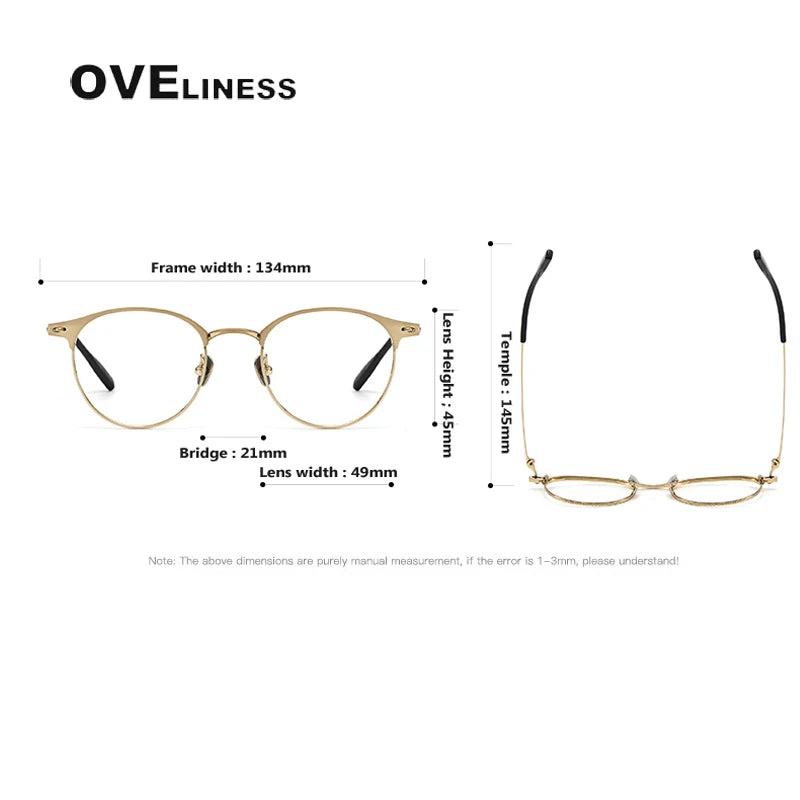 Oveliness Women's Full Rim Round Screwless Titanium Eyeglasses 70815 Full Rim Oveliness   