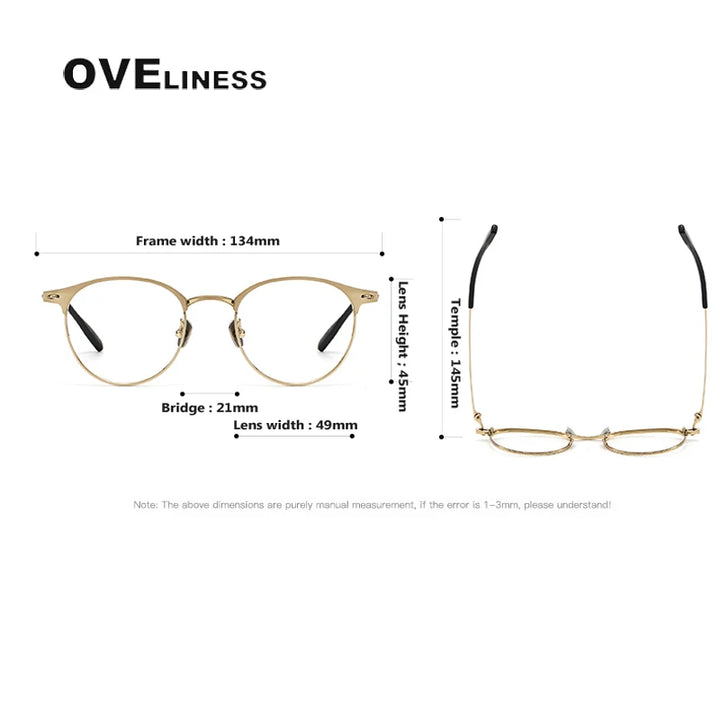 Oveliness Women's Full Rim Round Screwless Titanium Eyeglasses 70815 Full Rim Oveliness   