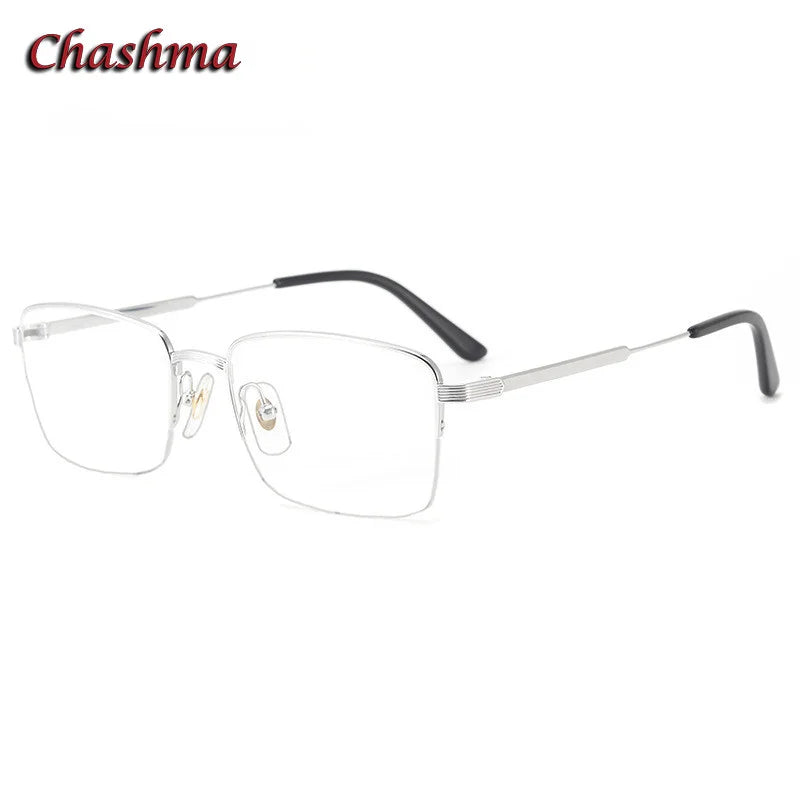Chashma Ochki Men's Semi Rim Square Titanium Eyeglasses 0348 Semi Rim Chashma Ochki Silver  