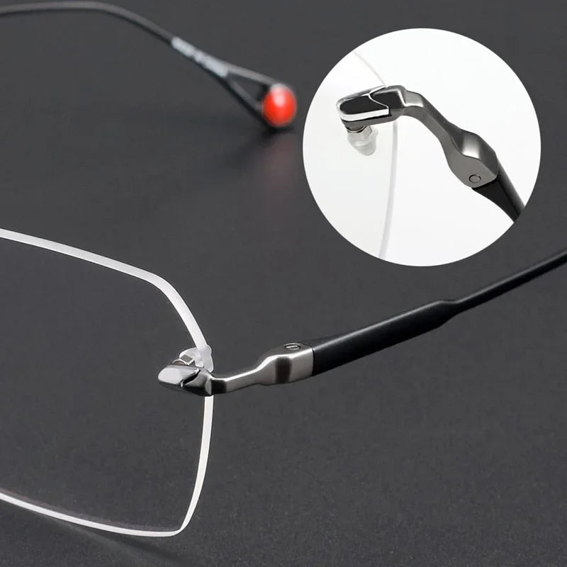 Muzz Unisex Rimless Square Polygon Titanium Eyeglasses 26307 Rimless Muzz   