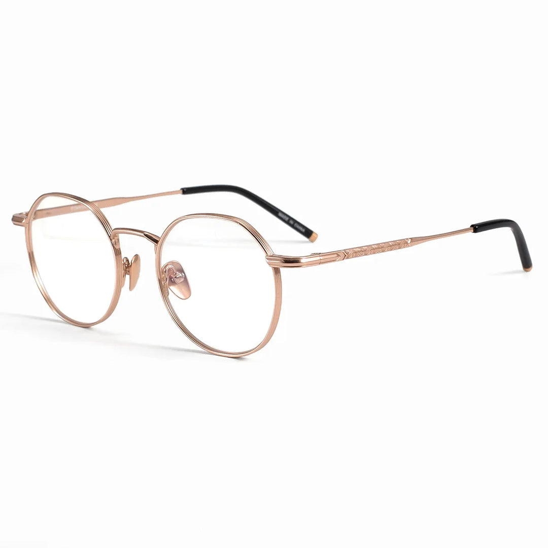 Black Mask Unisex Full Rim Flat Top Round Titanium Eyeglasses 49140