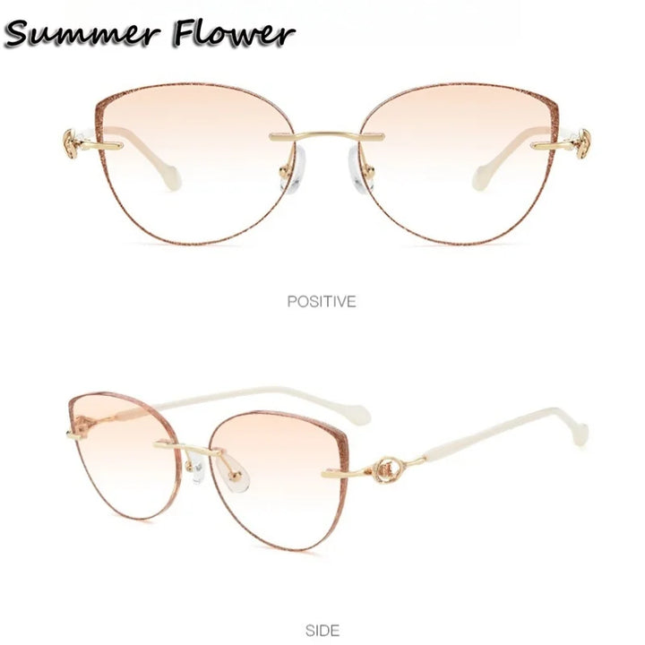 Summer Flower Women's Rimless Cat Eye Titanium Eyeglasses 752058