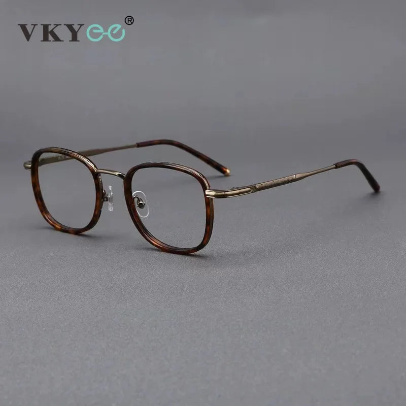 Vicky Unisex Full Rim Square Acetate Titanium Reading Glasses 10144