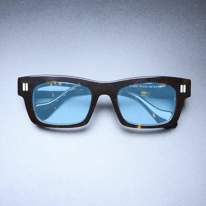 Gatenac Unisex Full Rim Square Acetate Polarized Sunglasses M004 Sunglasses Gatenac Tortoiseshell Blue  