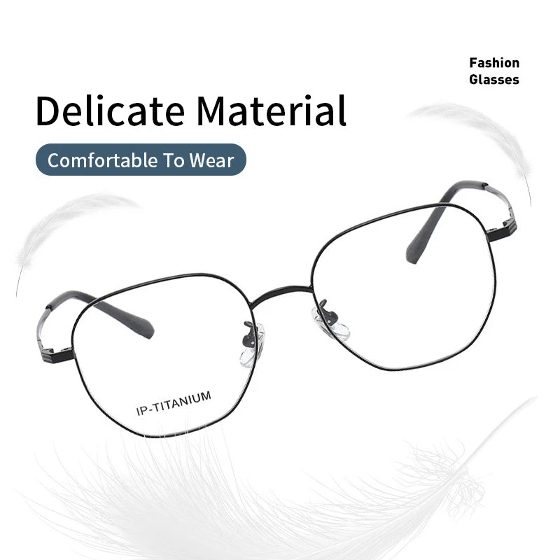 KatKani Unisex Full Rim Polygon Titnaium Alloy Eyeglasses 98447 Full Rim KatKani Eyeglasses   