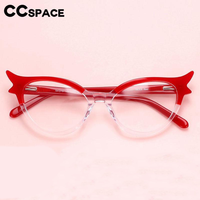 CCSpace Women's Full Rim Oval Cat Eye Acetate Hyperopic Reading Glasses R56308 Reading Glasses CCspace   