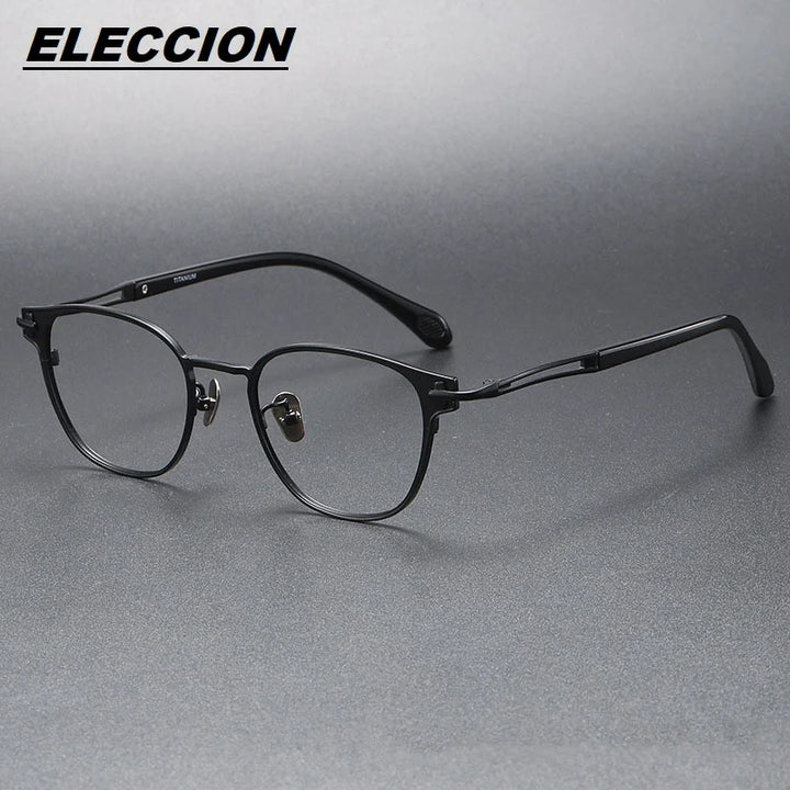 Eleccion Women's Full Rim Square Titanium Acetate Eyeglasses 13620 Full Rim Eleccion Black CHINA