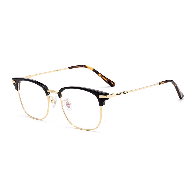 Hotochki Men's Full Rim Square Titanium Alloy Eyeglasses 2318y Full Rim Hotochki Black Gold  