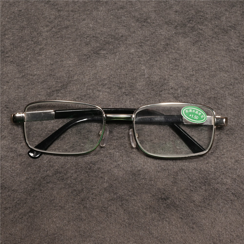 Cubojue Unisex Full Rim Square Alloy Presbyopic Reading Glasses  543520 Reading Glasses Cubojue 0 clear lens 