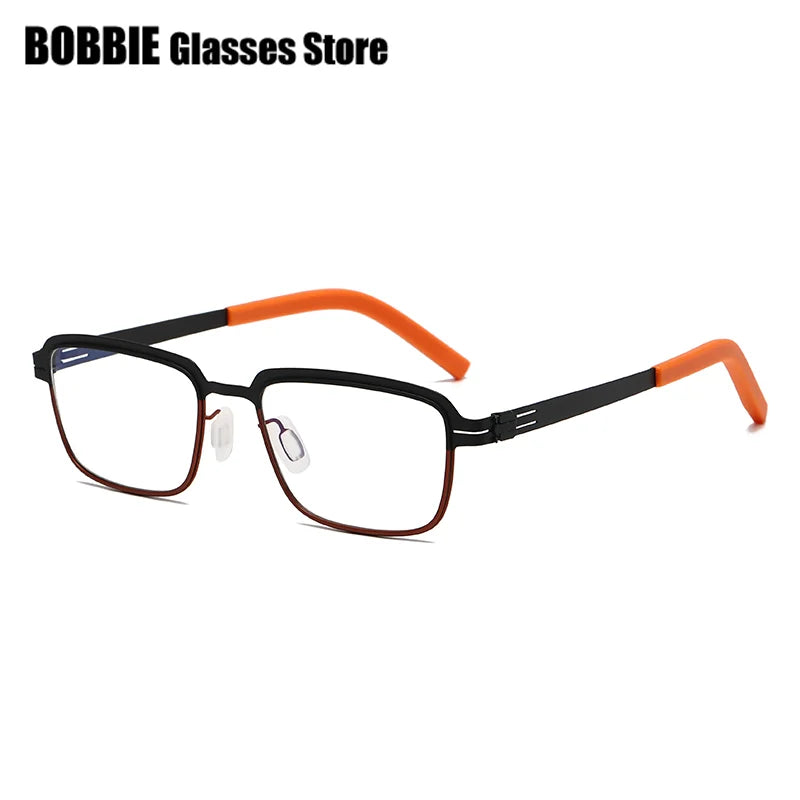 Bobbie Unisex Full Rim Square Screwless Steel Acetate Eyeglasses 165038