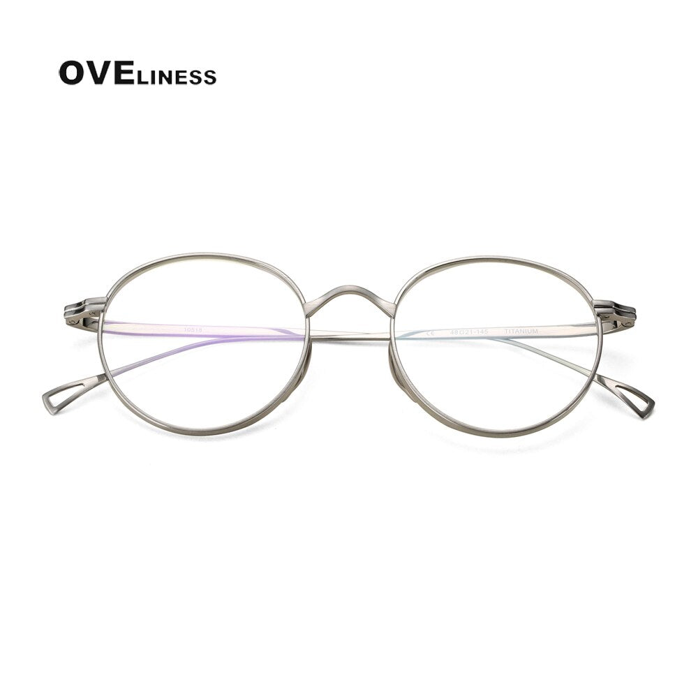 Oveliness Unisex Full Rim Round Titanium Eyeglasses 10518 Full Rim Oveliness Silver  