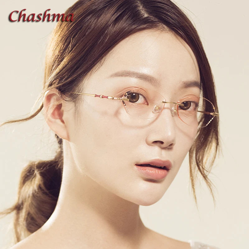 Chashma Ochki Women's Rimless Oval Titanium Eyeglasses 2856 Rimless Chashma Ochki   