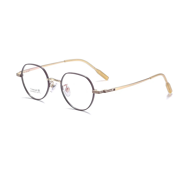 KatKani Unisex Full Rim Flat Top Polygon Alloy Eyeglasses 67918 Full Rim KatKani Eyeglasses C3  