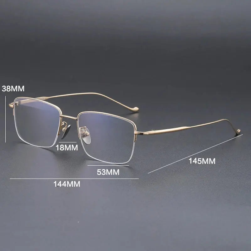 Gatenac Men's Full Rim Polygon Square Titanium Eyeglasses 722042 FuzWeb