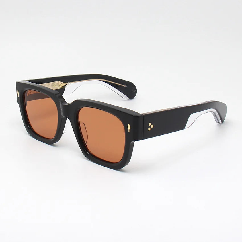 Black Mask Mens Full Rim Square Acetate Sunglasses 156161 Sunglasses Black Mask Black-Orange As Shown 