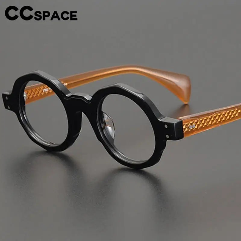 CCspace Unisex Full Rim Large Round Acetate Eyeglasses 57333 Full Rim CCspace   