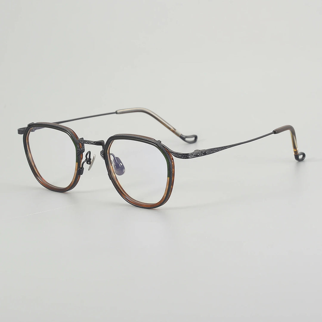 Muzz Unisex Full Rim Flat Top Round Titanium Acetate Eyeglasses 54917