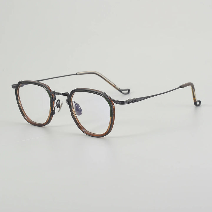 Muzz Unisex Full Rim Flat Top Round Titanium Acetate Eyeglasses 54917