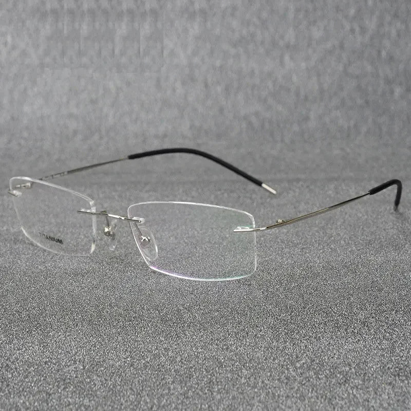 Handoer Unisex Rimless Square Titanium Alloy Eyeglasses 6210 Rimless Handoer PURPLE  