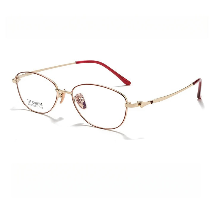 Yimaruili Women's Full Rim Oval Square Alloy Eyeglasses 6112 Full Rim Yimaruili Eyeglasses Red Gold