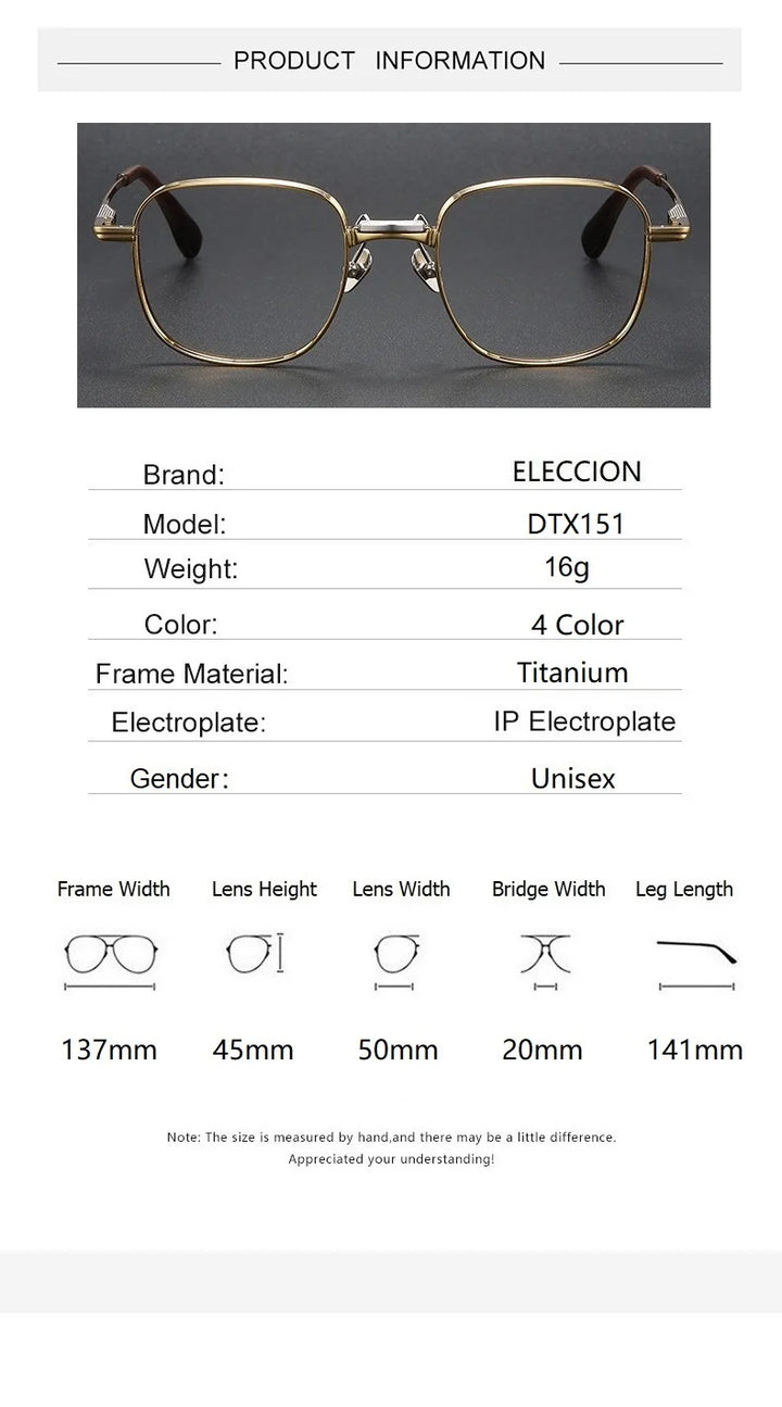 Eleccion Unisex Full Rim Square Titanium Eyeglasses 3151