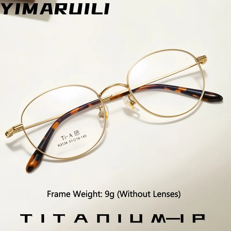Yimaruili Unisex Full Rim Oval Pure Titanium Eyeglasses 3134 — view 1 | Yimaruili at FuzWeb