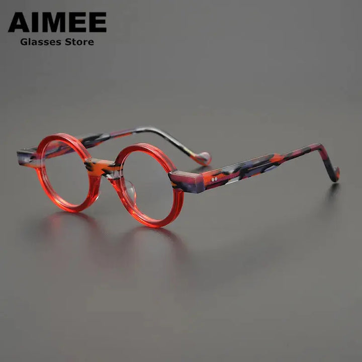 Aimee Unisex Full Rim Round Acetate Thick Temple Eyeglasses 402243 FuzWeb
