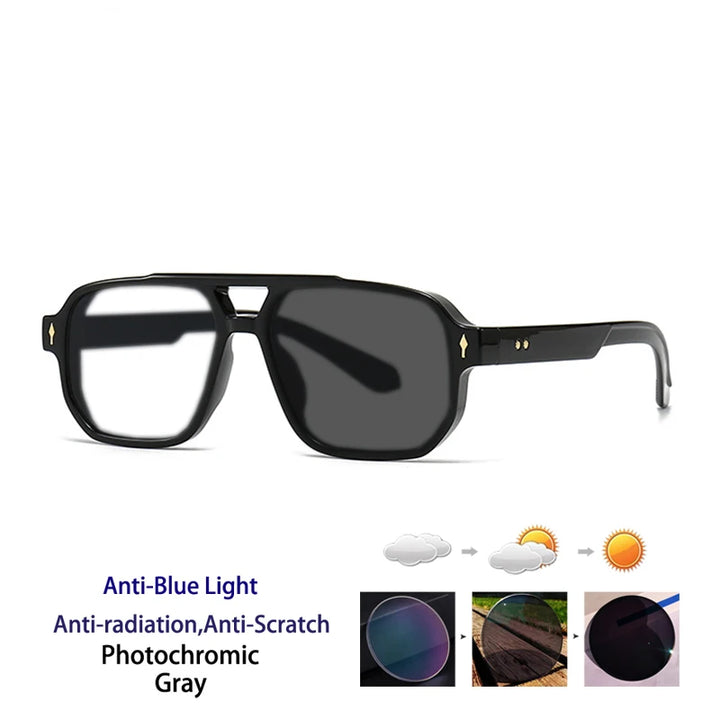 Kocolior Unisex Full Rim Square Double Bridge Tr 90 Alloy Reading Glasses 76061