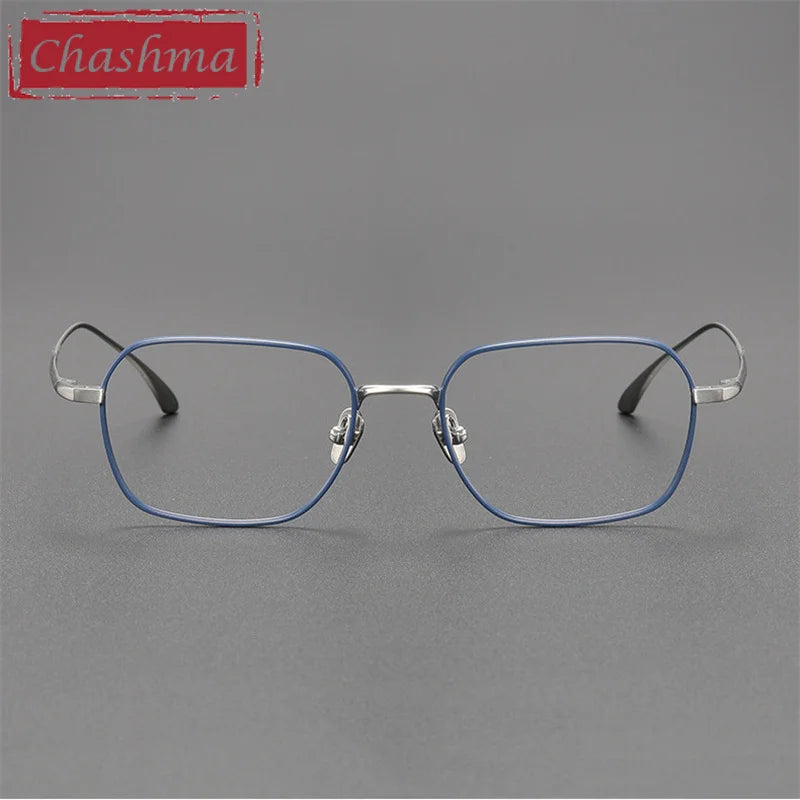 Chashma Ottica Men's Full Rim Small Square Titanium Eyeglasses 14539 Full Rim Chashma Ottica   