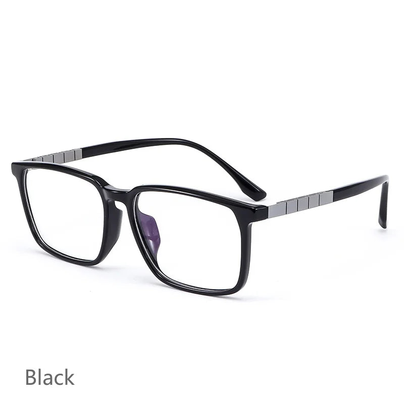 KatKani Men's Full Rim Square Tr 90 Titanium Eyeglasses 8605 Full Rim KatKani Eyeglasses Black  