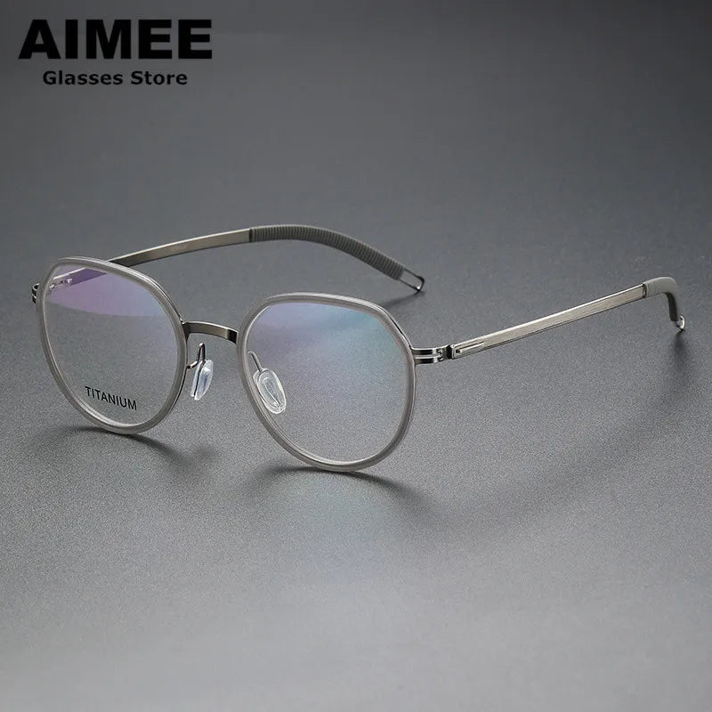 Aimee Unisex Full Rim Flat Top Oval Titanium Acetate Eyeglasses 60219 Full Rim Aimee   