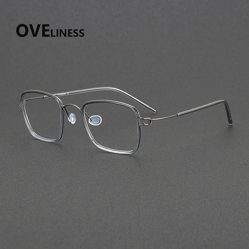 Oveliness Women's Full Rim Polygon Acetate Titanium Eyeglasses 381048