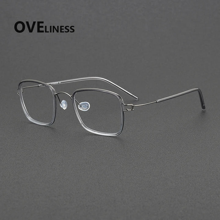 Oveliness Women's Full Rim Polygon Acetate Titanium Eyeglasses 381048